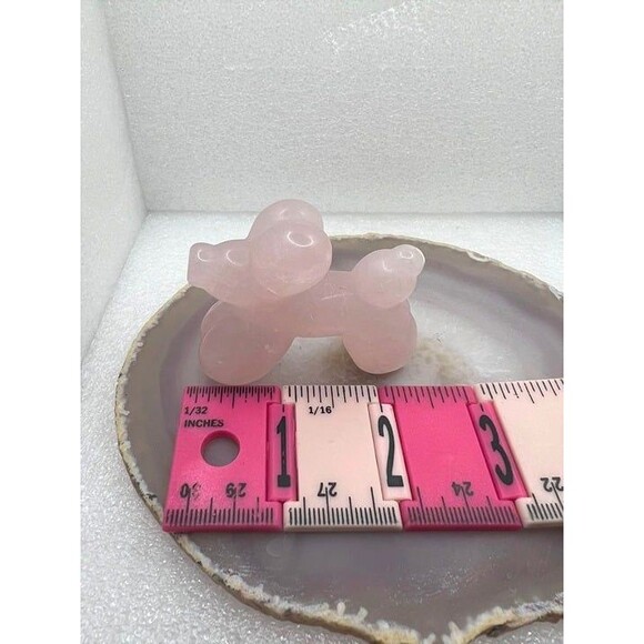 Rose Quartz Balloon Dog Carving - Picture 5 of 6